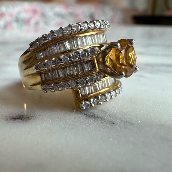 14k beautiful citrine with diamonds - Picture 3 of 5